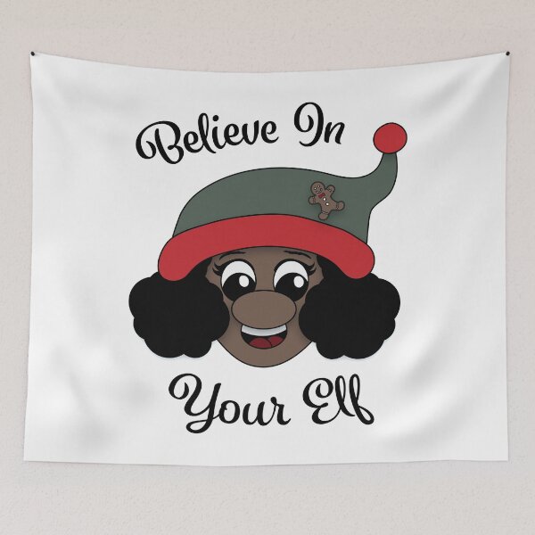 Item preview, Believe in your Elf Black Elf Christmas Self Pun designed and sold by DesignsofWhimsy.