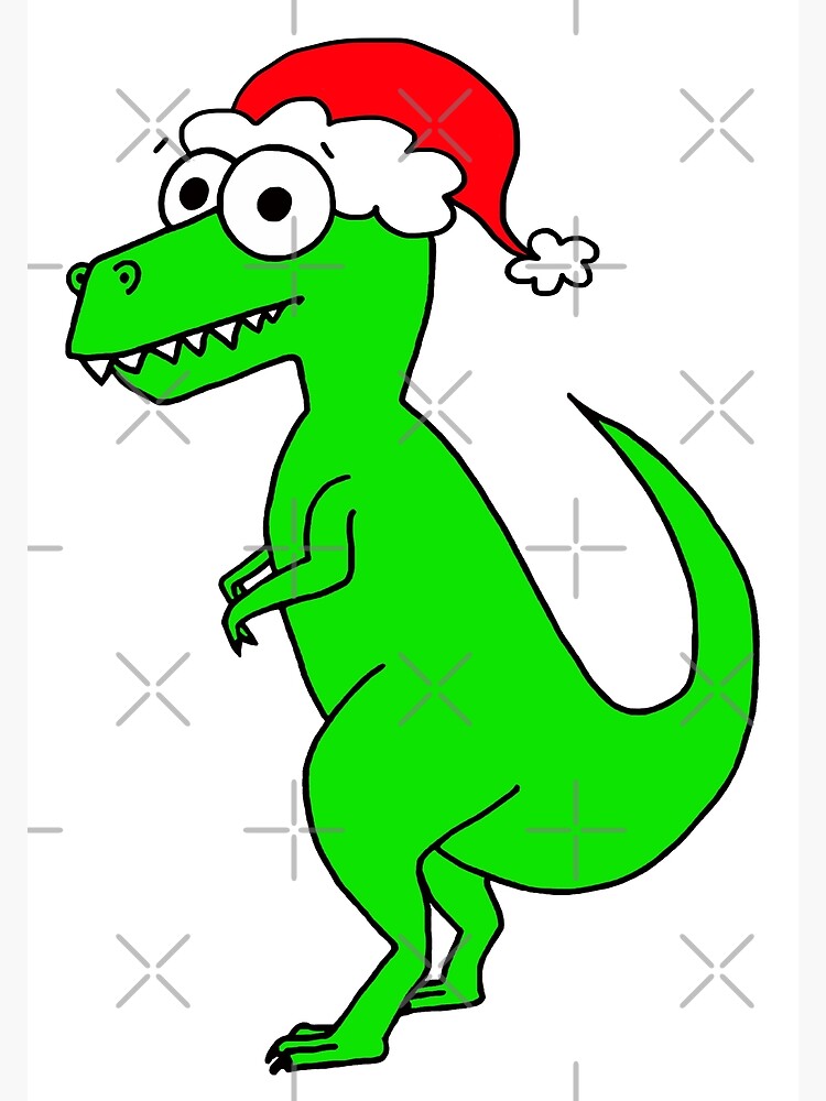 Cute Christmas T-Rex - on white by AdrienneBody