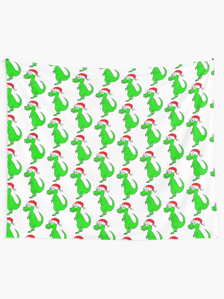 Alternate view of Cute Christmas T-Rex - on white Tapestry