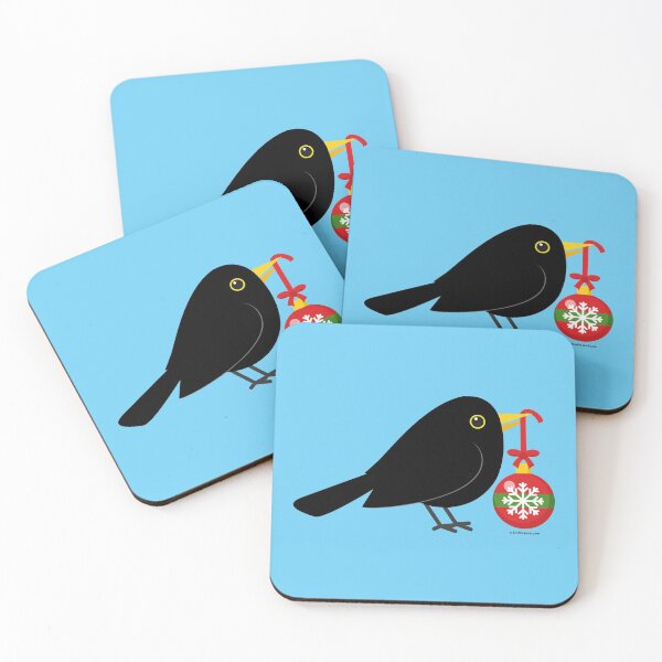 Item preview, Cute Blackbird With A Christmas Ball designed and sold by BirdAtWork.