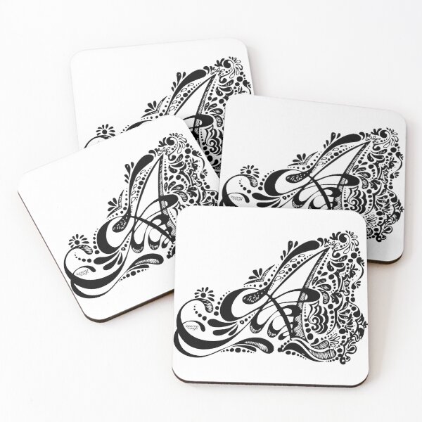 Item preview, A - Monogram Henna Artwork Pattern designed and sold by mydoodlesateme.
