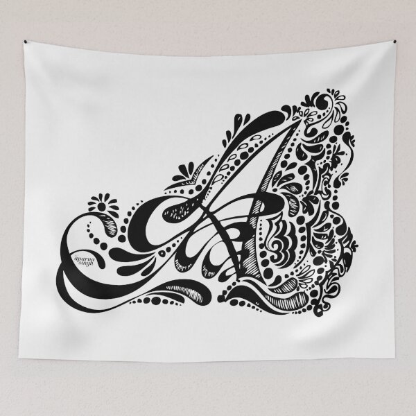 Item preview, A - Monogram Henna Artwork Pattern designed and sold by mydoodlesateme.