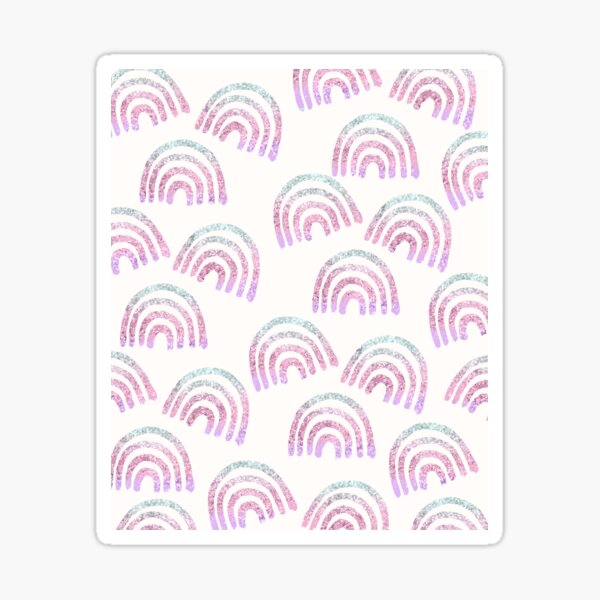 Unicorn Girls Glitter Rainbow Dream Pattern #1 (Faux Glitter) #decor #art Sticker