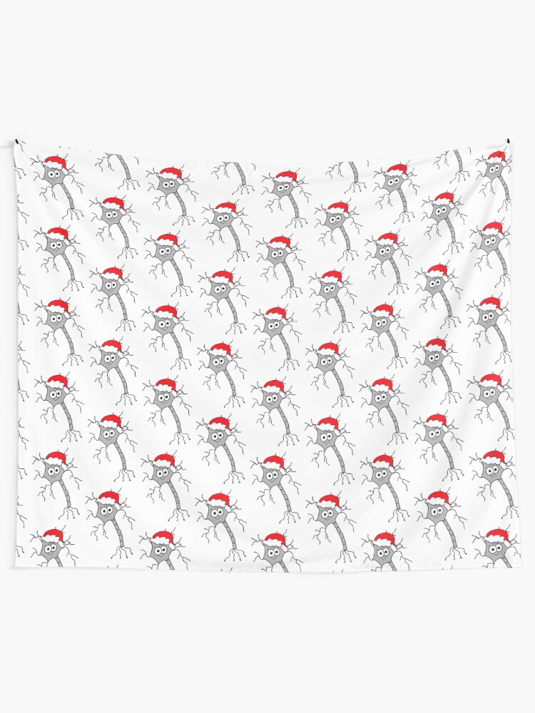 Alternate view of Christmas Neuron - on white Tapestry