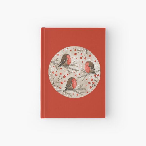 Robins and red berries Hardcover Journal