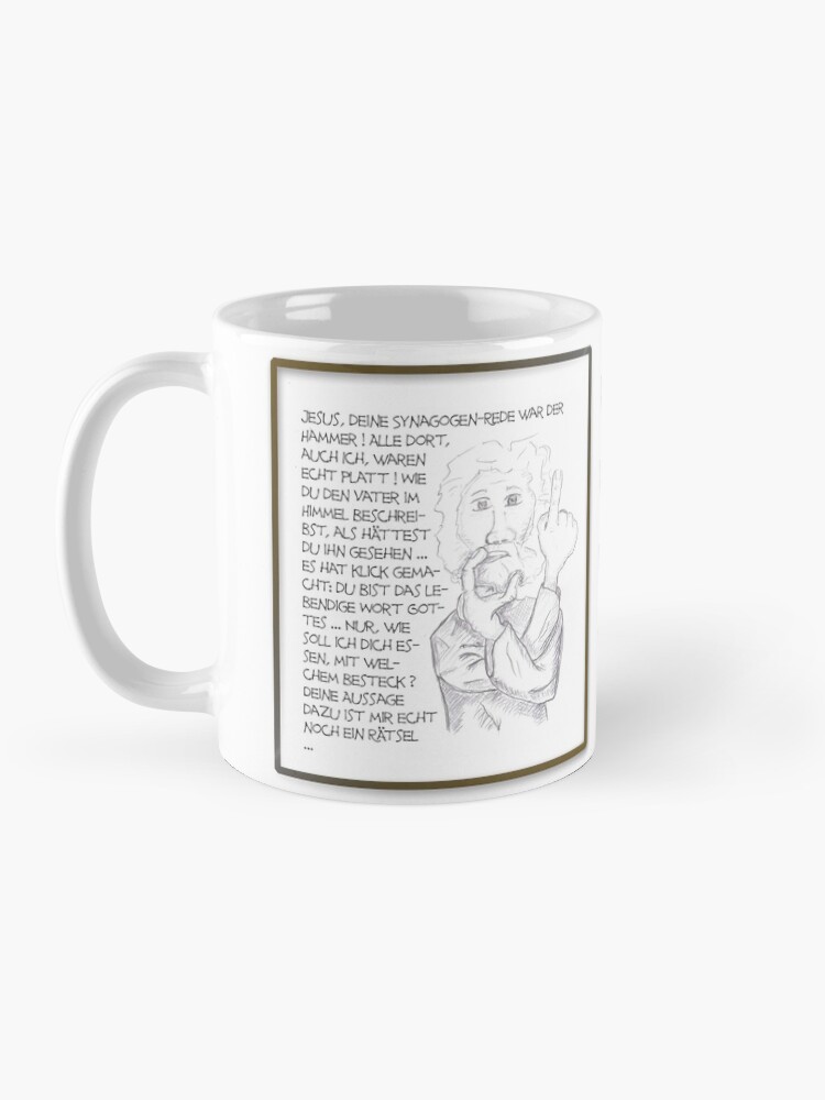 Alternative Ansicht von Petrus trifft Jesus - Cartoon-Design - lebendiges Wort essen ? Tasse