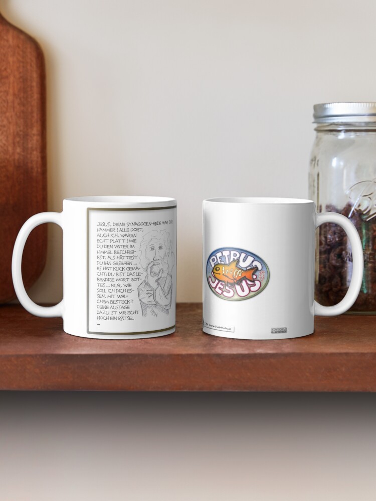 Alternative Ansicht von Petrus trifft Jesus - Cartoon-Design - lebendiges Wort essen ? Tasse
