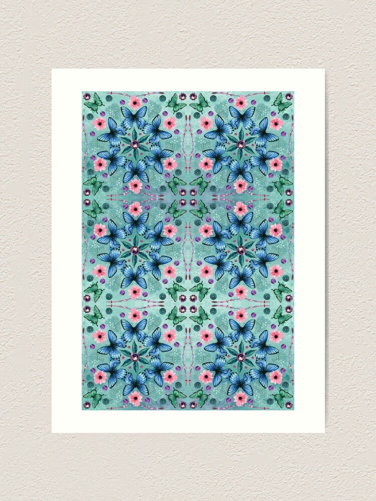 Alternate view of A Kaleidoscope of Butterflies - Blue Art Print