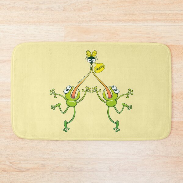 Item preview, Two green frogs stuck their tongues when trying to hunt the same fly designed and sold by Zoo-co.