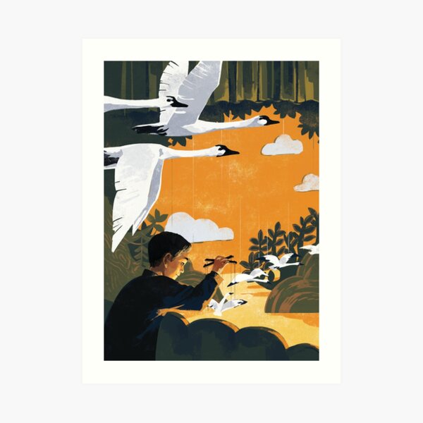 Swans in the memory Art Print