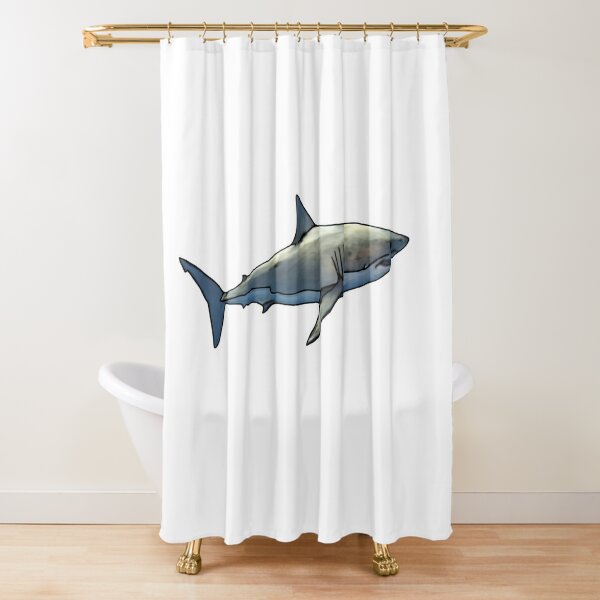 Cute Kids Shark Shower Curtain for Bathroom, Ocean Cartoon Fish