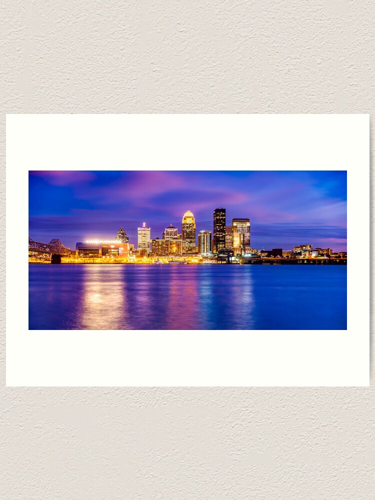 Louisville Poster Wall Decor Louisville Panorama Art City at Night Wall  Decor City Reflection Canvas Canvas Art Poster and Wall Art Picture Print