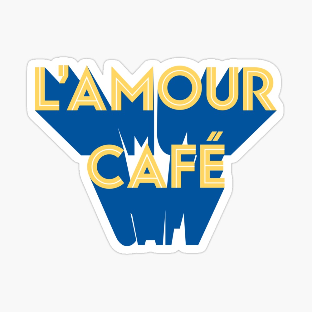 L Amour Cafe Print Yellow Blue 3d Distorted Slogan By Cappobeano Art Board Print By Cappobeano Redbubble