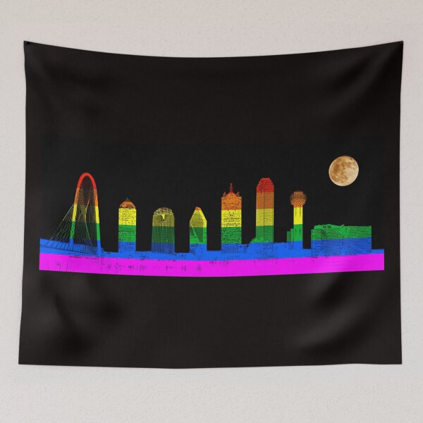 Item preview, Dallas Skyline Rainbow Pride Flag - LGBTQ PRIDE designed and sold by Warren Paul Harris.