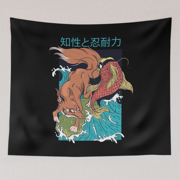 Item preview, Koi japonés carpa y zorro designed and sold by DerSenat.
