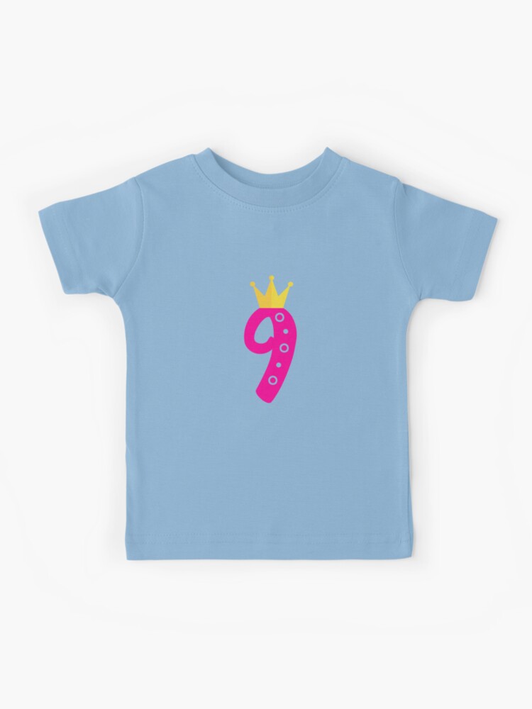 Anniversaire fille 9 ans idée cadeau princesse neuvième anniversaire |  T-shirt enfant