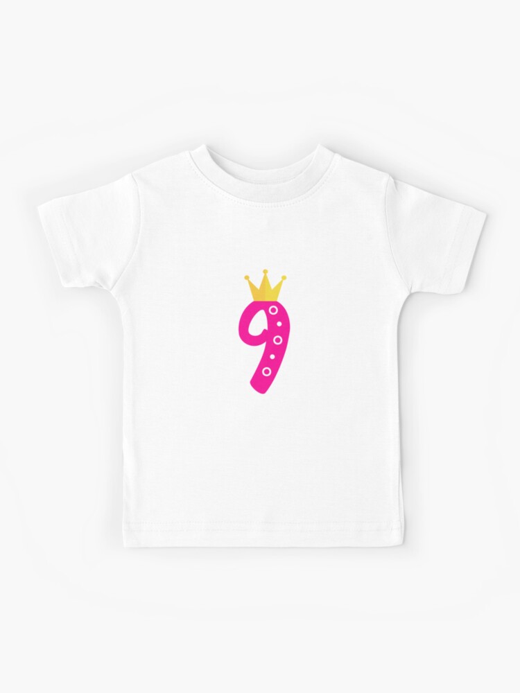 Anniversaire fille 9 ans idée cadeau princesse neuvième anniversaire |  T-shirt enfant
