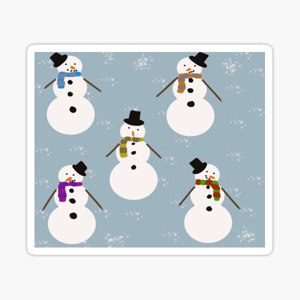 Snowman Pattern Blue Background Sticker