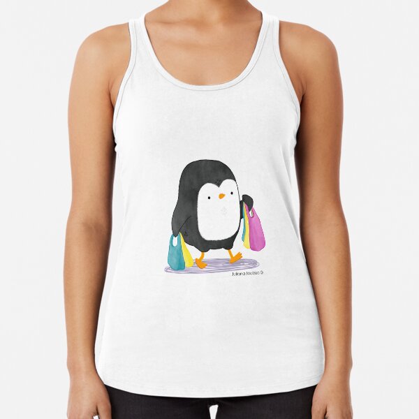 Penguins love shopping! Racerback Tank Top