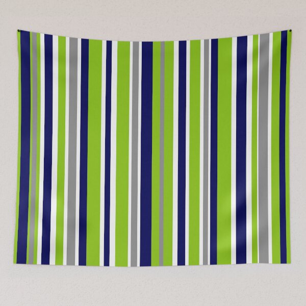 Item preview, Variable Preppy Stripes Minimalist Vertical Color Block Pattern in Lime Green, Bright Navy Blue, Gray, and White designed and sold by kierkegaard.