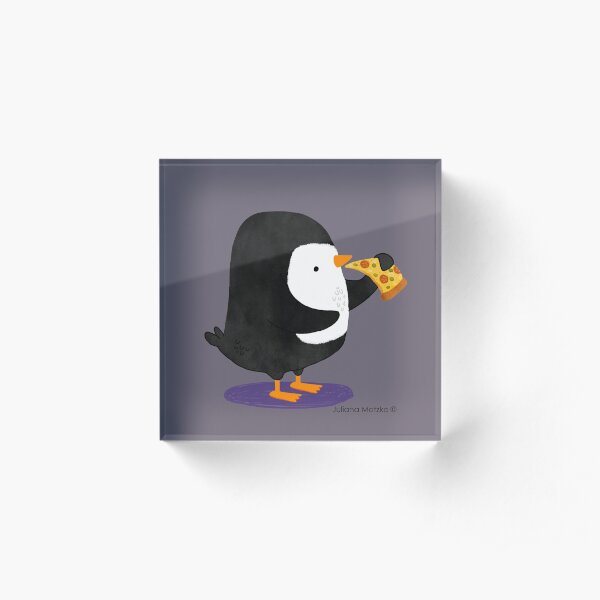Steve Penguin loves Pizza! Acrylic Block