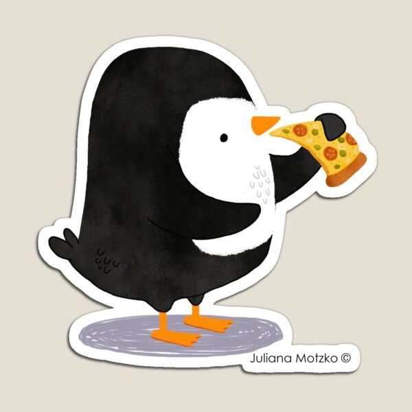 Steve Penguin loves Pizza! Magnet
