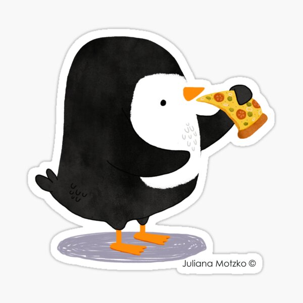 Steve Penguin loves Pizza! Sticker
