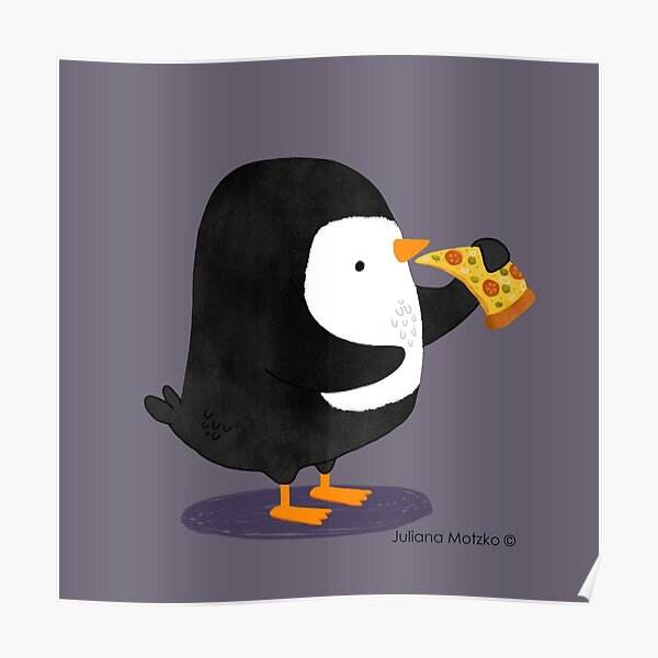Steve Penguin loves Pizza! Poster