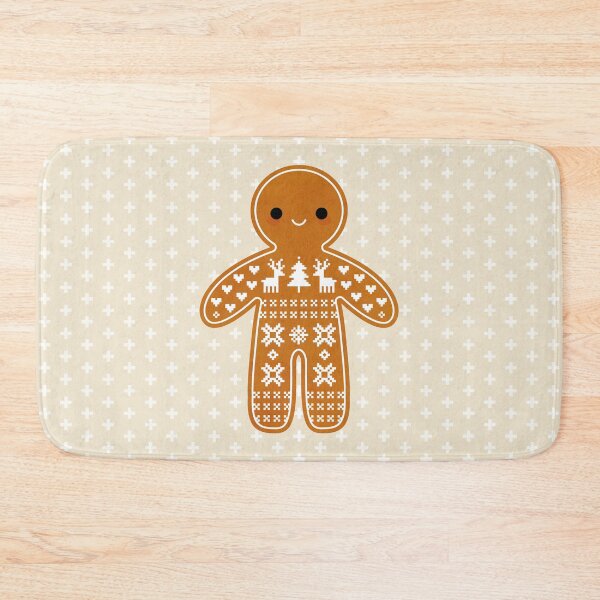 Sweater Pattern Gingerbread Cookie Bath Mat