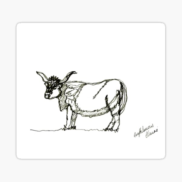 Line Highland Cow Sticker