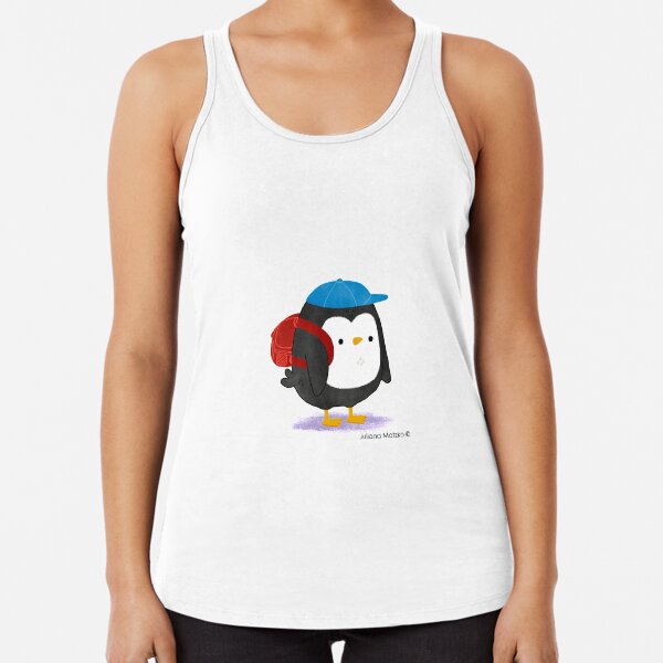 Jimmy Penguin goes to school Racerback Tank Top