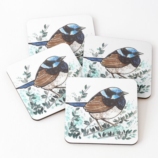 Item preview, Watercolor Blue bird / Malurus cyaneus designed and sold by Apolapets.