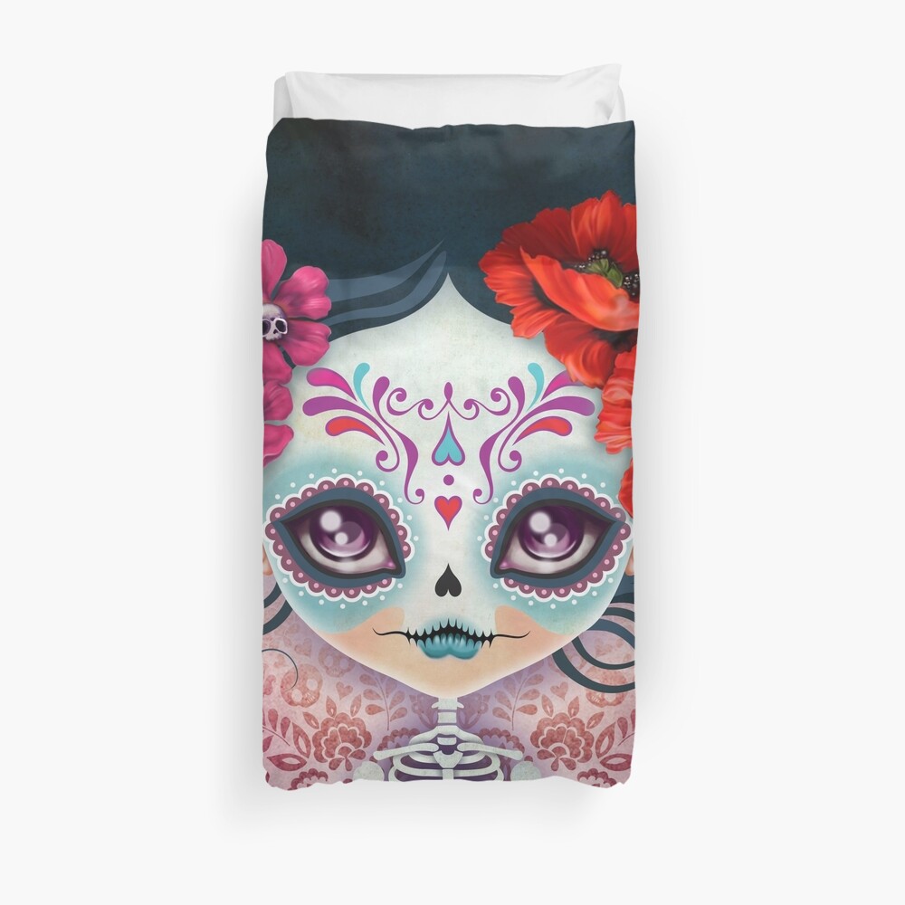 Amelia Calavera - Sugar Skull Duvet Cover