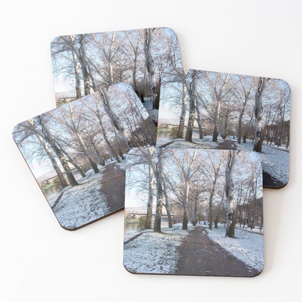 Item preview, BIRCH TREES ROAD IN SNOW NEAR ARNO RIVER, WINTER LANDSCAPE IN TUSCANY FLORENCE  Photo designed and sold by BulganLumini.