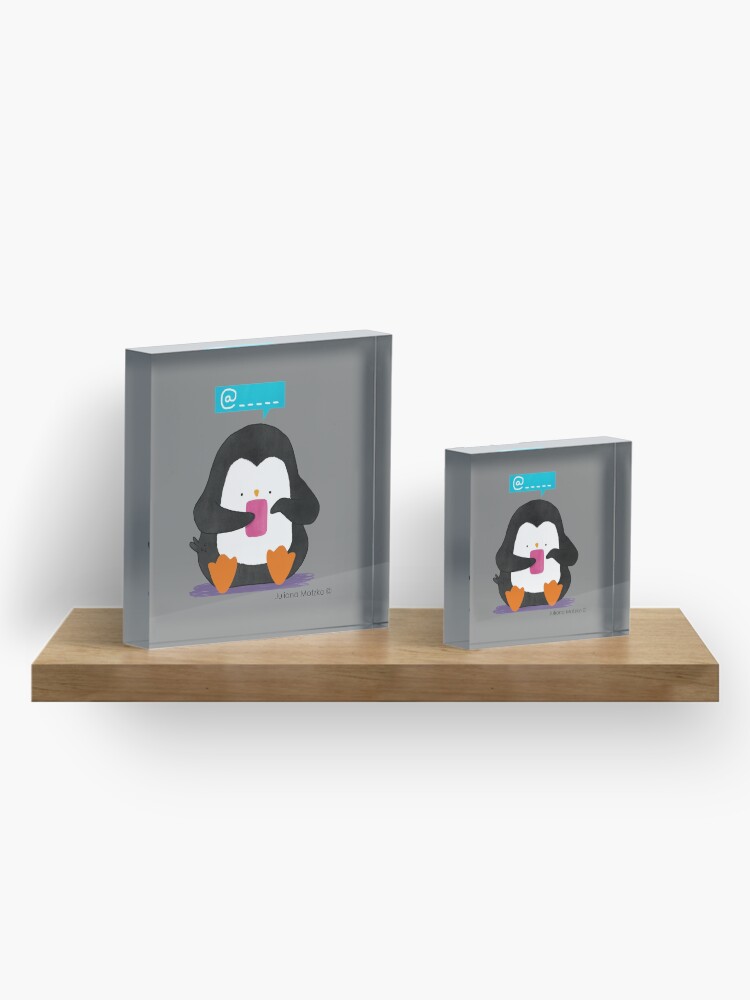 Alternate view of Social Media Penguin Acrylic Block