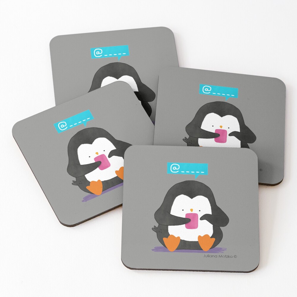 Social Media Penguin Coasters (Set of 4)