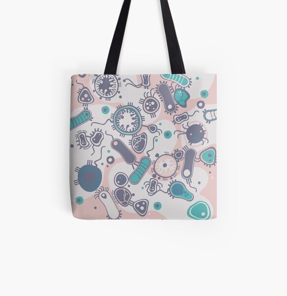 Eukaryote (pink / turquoise) All Over Print Tote Bag