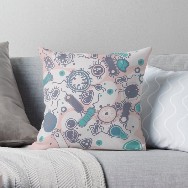 Eukaryote (pink / turquoise) Throw Pillow