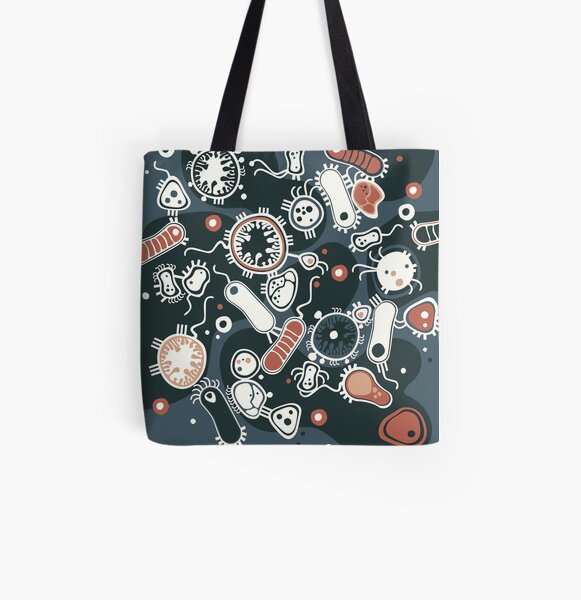 Eukaryote (dark + blue) All Over Print Tote Bag