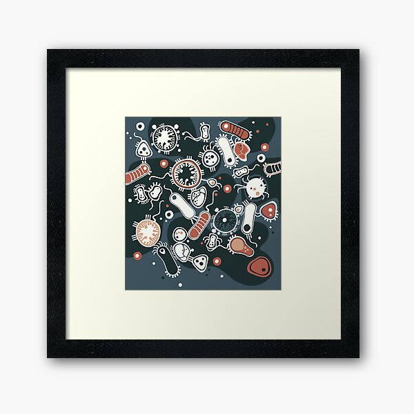 Eukaryote (dark + blue) Framed Art Print