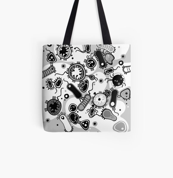 Eukaryote (black / white) All Over Print Tote Bag