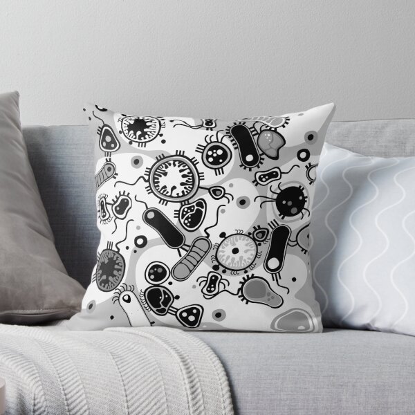 Eukaryote (black / white) Throw Pillow