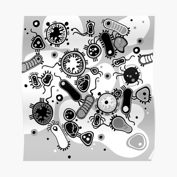 Eukaryote (black / white) Poster