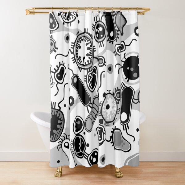 Eukaryote (black / white) Shower Curtain