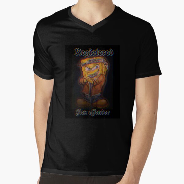 Registered Flex Offender SpongeBob Gangster V-Neck T-Shirt