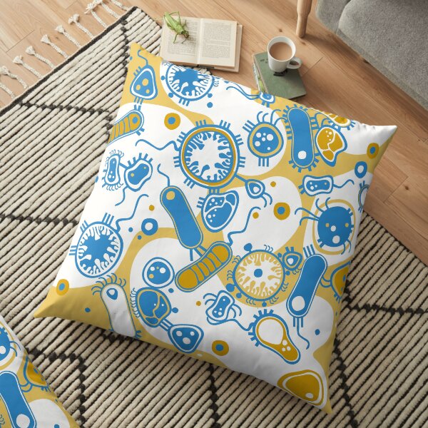 Eukaryote (yellow + blue) Floor Pillow