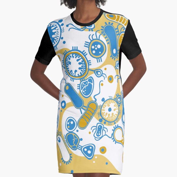 Eukaryote (gelb+ blau) T-Shirt Kleid