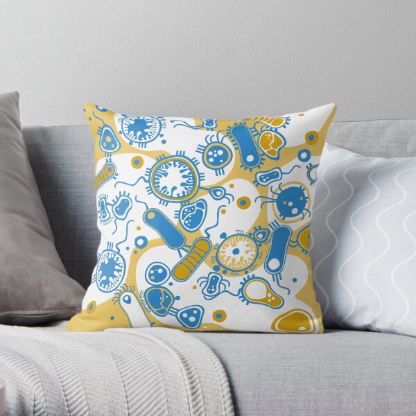 Eukaryote (yellow + blue) Throw Pillow