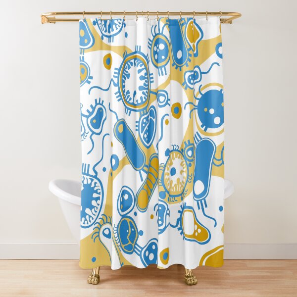 Eukaryote (yellow + blue) Shower Curtain