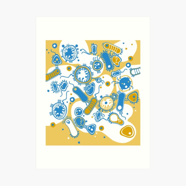 Eukaryote (gelb+ blau) Kunstdruck